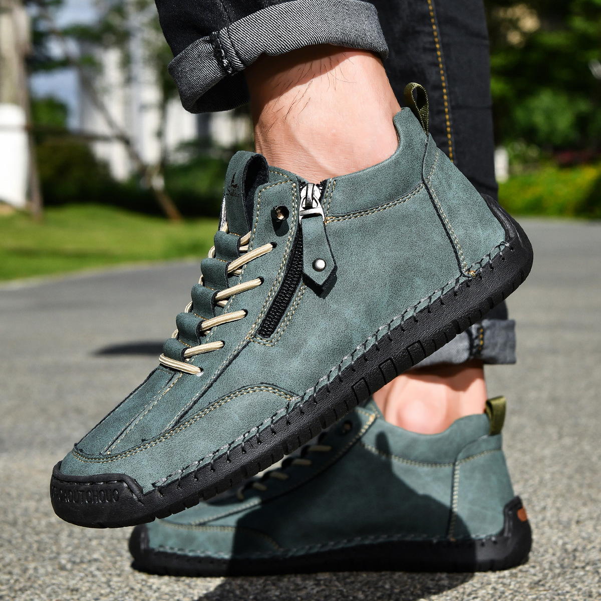 CHAUSSURES EN NABUK AVEC ZIP POUR HOMME